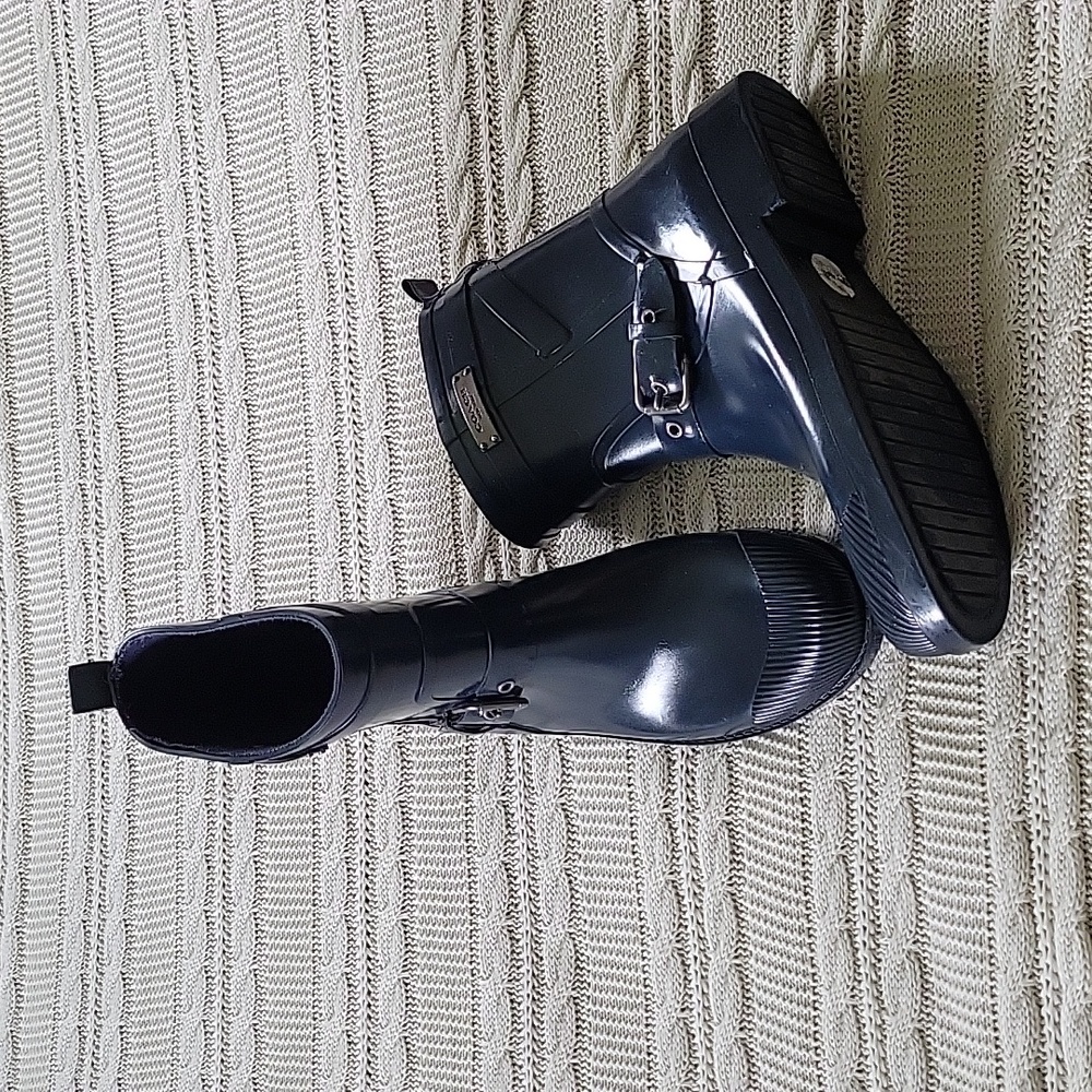 Coach navy rain boots